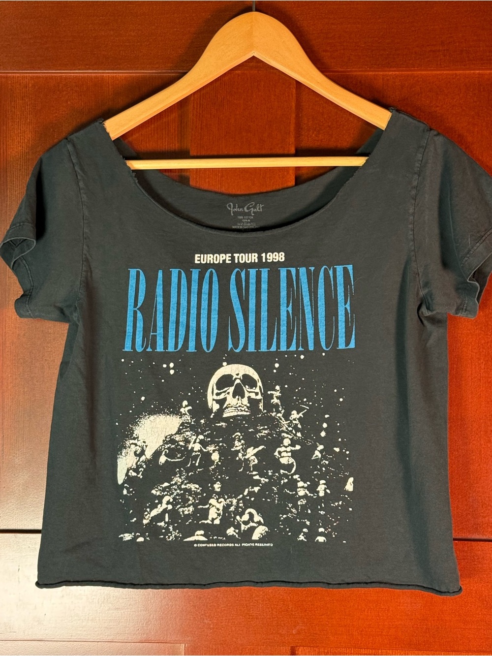 John Galt Radio Silence Europe Tour 1998 Graphic Cropped Tee Black M (estimated)